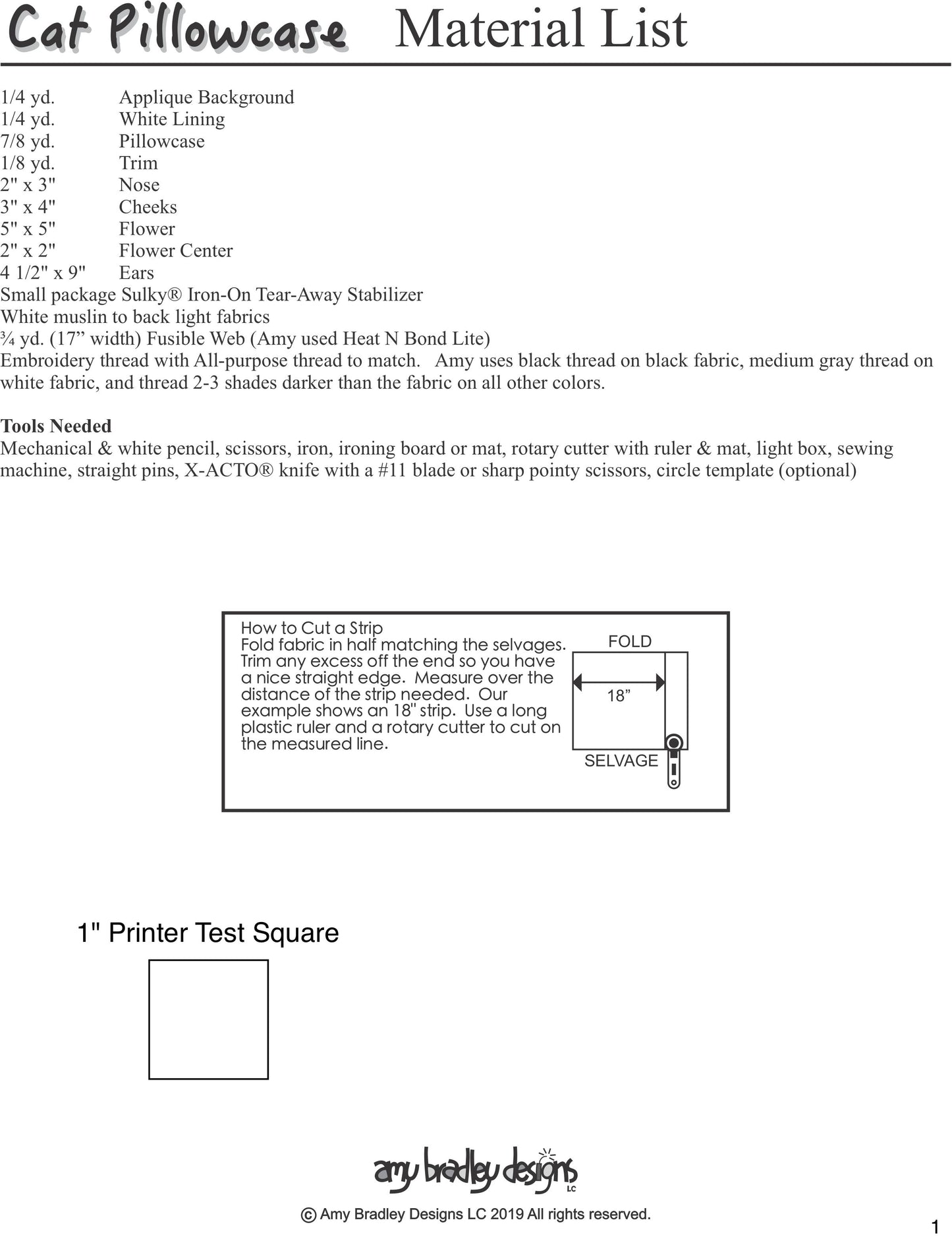 Cat Pillowcase Download Pattern