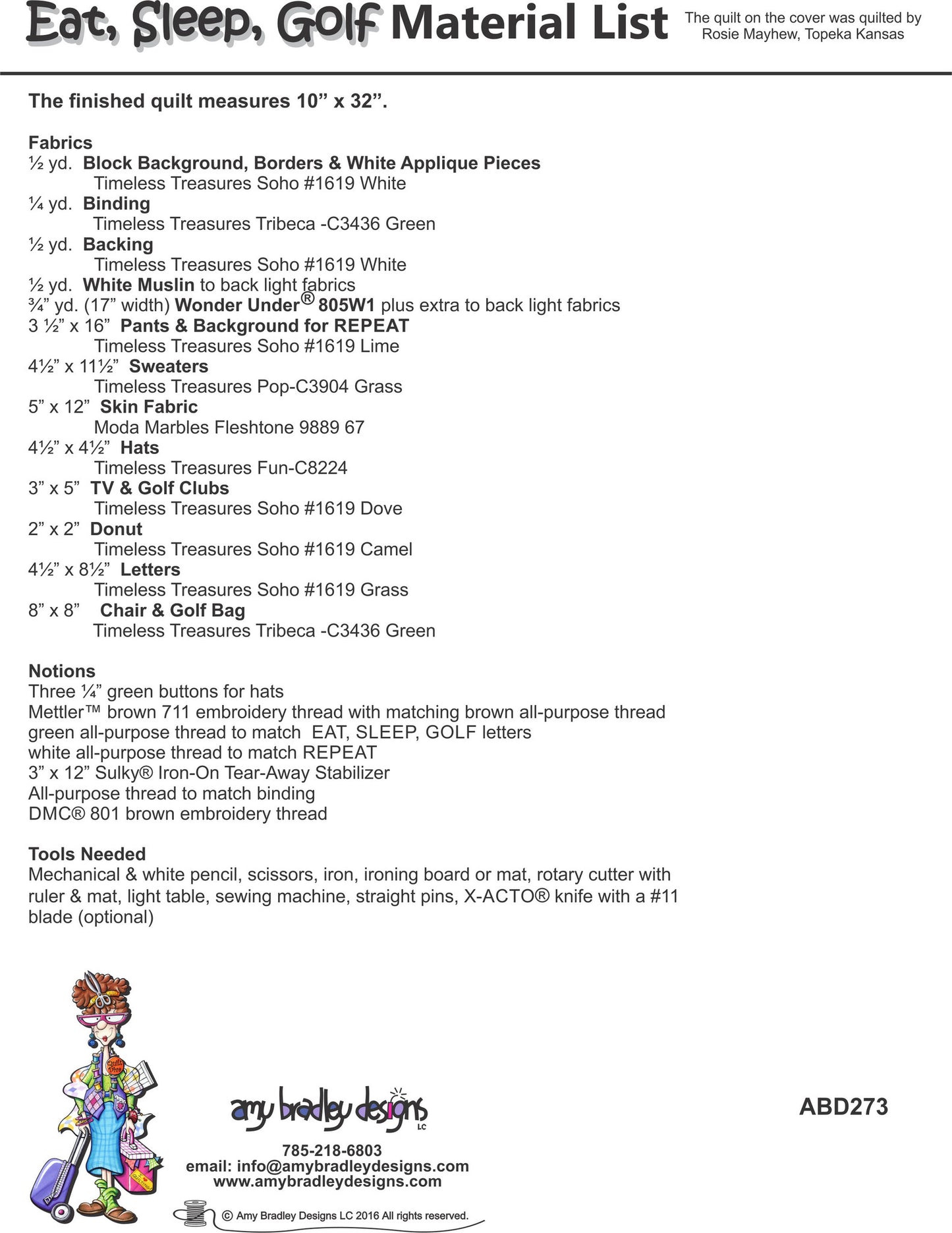 Eat Sleep Golf Quilt Pattern