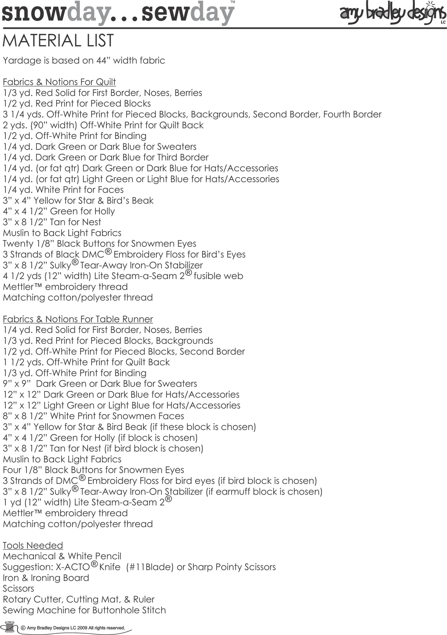 Snow Day Sew Day Download Pattern